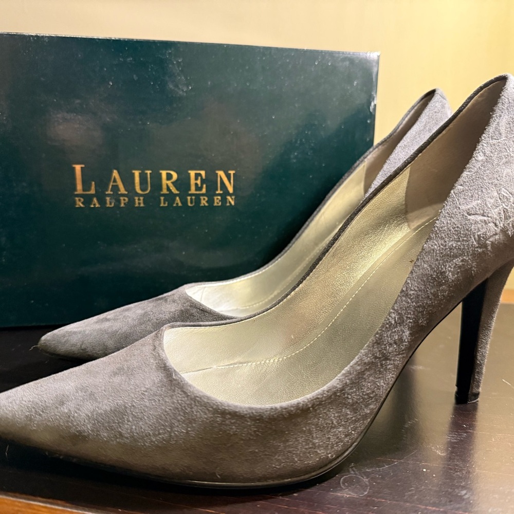 Lauren Ralph Lauren Charcoal Suede Heels